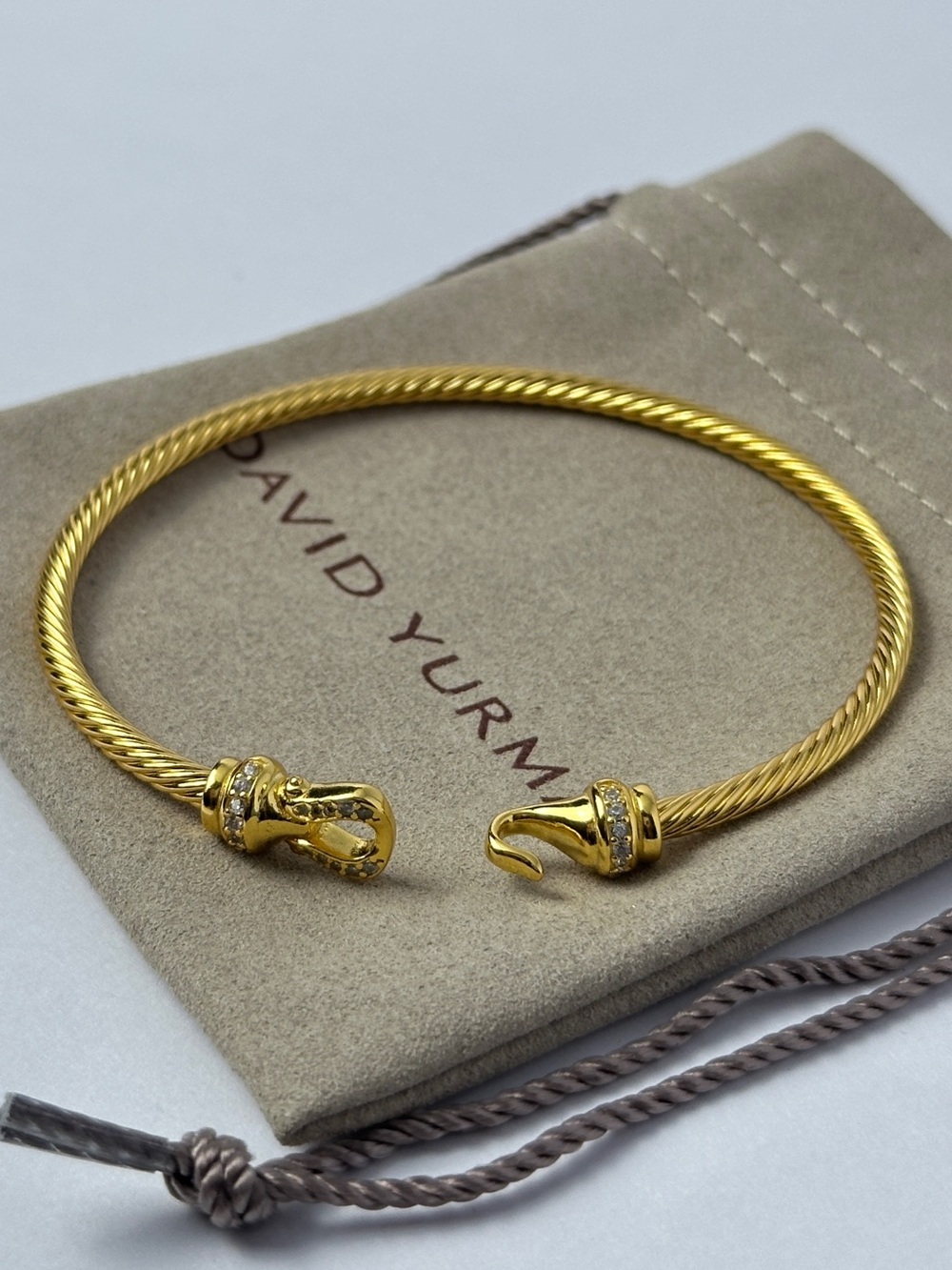 David Yurman 18K Gold Buckle Flex Bracelet with Diamonds Size L